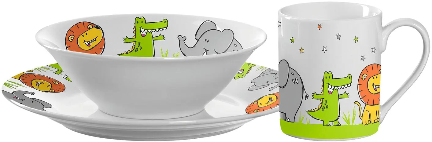 Leonardo Kindergeschirr BAMBINI 3-teilig Löwe, Krokodil, Elefant 3 Leonardo Kindergeschirr BAMBINI 3-teilig Löwe, Krokodil, Elefant