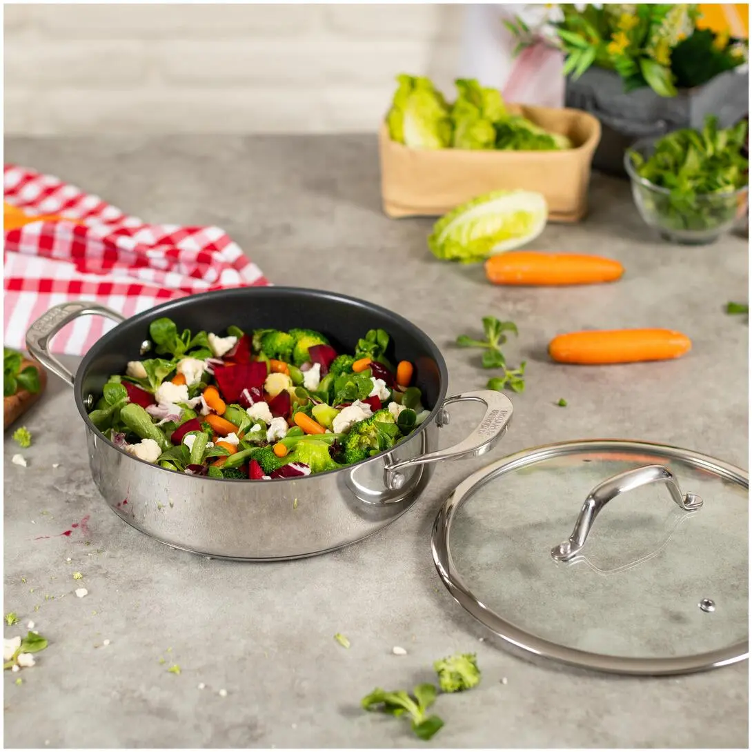 Kuhn Rikon Allround Servierpfanne Beschichtet Mit Glasdeckel 28 Cm 5 Kuhn Rikon Allround Servierpfanne Beschichtet Mit Glasdeckel 28 Cm – Bild 3