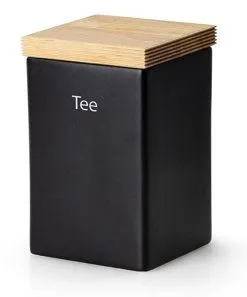 Continenta Vorratsdose Quadratisch Mit Holzdeckel, Matt Schwarz -Küchenorganisation Verkäufe 3713