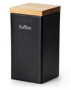 Continenta Vorratsdose Quadratisch Mit Holzdeckel, Matt Schwarz -Küchenorganisation Verkäufe 3714