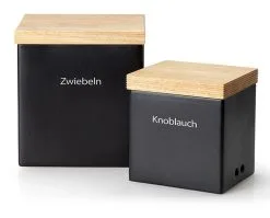 Continenta Vorratsdose Mit Holzdeckel, Matt Schwarz