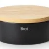 Continenta Brottopf Oval Aus Keramik Mit Holzdeckel, Matt Schwarz 1 Continenta Brottopf Oval Aus Keramik Mit Holzdeckel, Matt Schwarz -Küchenorganisation Verkäufe 3730
