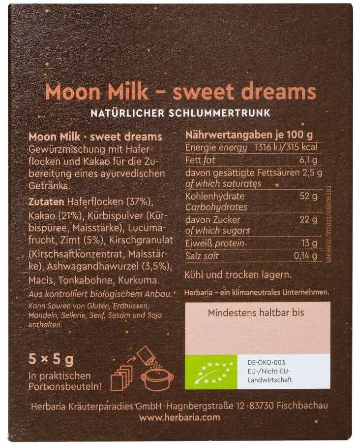 Herbaria Moon Milk Sweet Dreams, Bio-Gewürzmischung 5 Herbaria Moon Milk Sweet Dreams, Bio-Gewürzmischung – Bild 3
