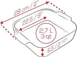 Appolia Auflaufform Quadratisch In Schiefergrau -Küchenorganisation Verkäufe APPOLIA DIMENSIONS Carre 28 3
