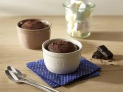 Emile Henry Töpfchen Nr. 9 In Ton, 2er Set -Küchenorganisation Verkäufe EH 1009 Amb Ramequin Ramekin ChocolateCake H 2
