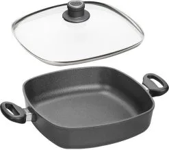 Woll Viereck-Servierpfanne Induktion + Sicherheitsglasdeckel Titanium Nowo
